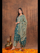 Embrace timeless elegance with our Green Embroidered Kurta Pant Dupatta Set, a perfect ensemble for festive occasions, weddings, and traditional gatherings
